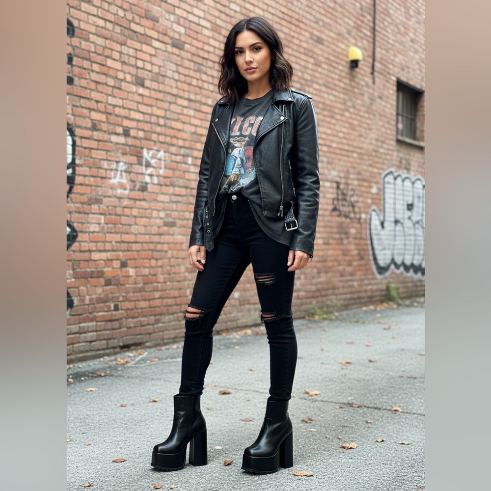 Black Platform Heeled Boots
